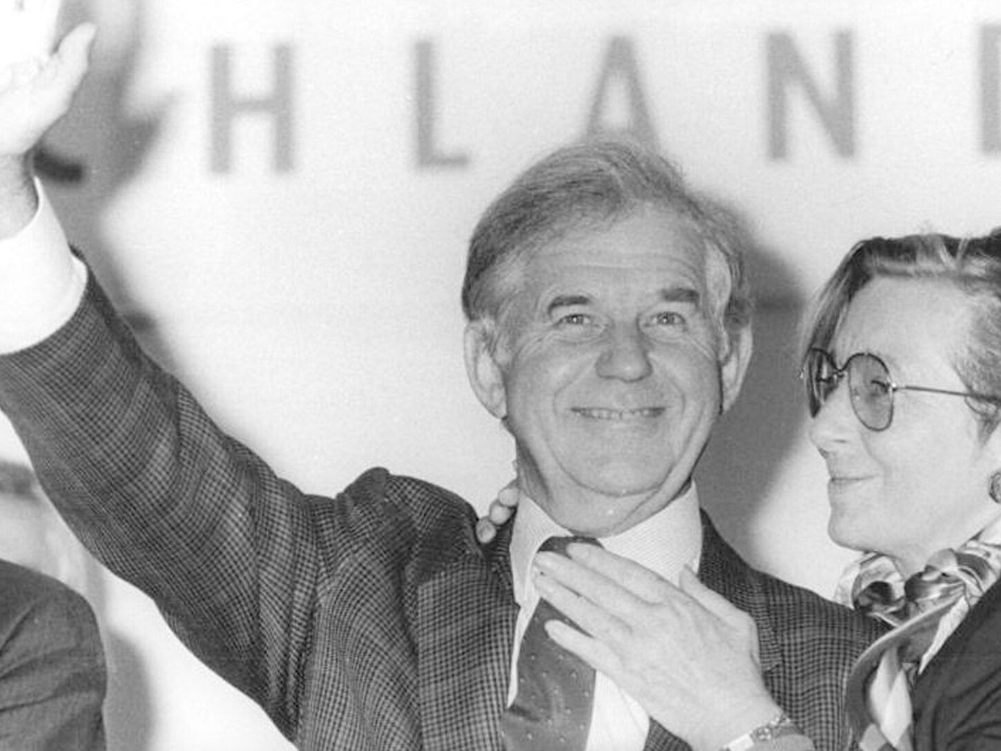 Kurt Biedenkopf während der Landtagswahl 1990.